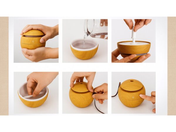 NAWILŻACZ POWIETRZA OKRĄGŁY DREWNO - jasny brąz