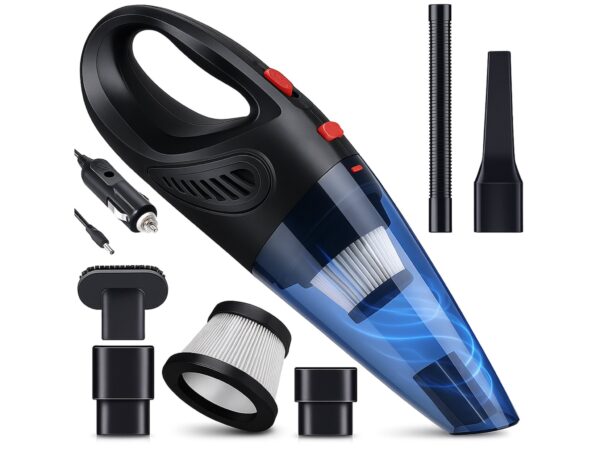 ODKURZACZ SAMOCHODOWY RĘCZNY 120W + KOŃCÓWKI