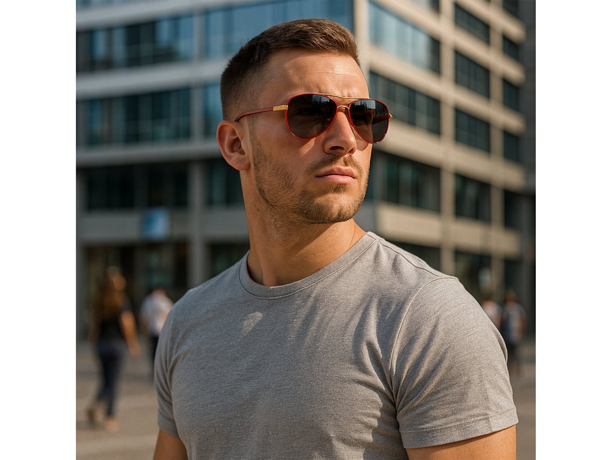 OKULARY PRZECIWSŁONECZNE MĘSKIE UV ETUI - czarny ze złotym