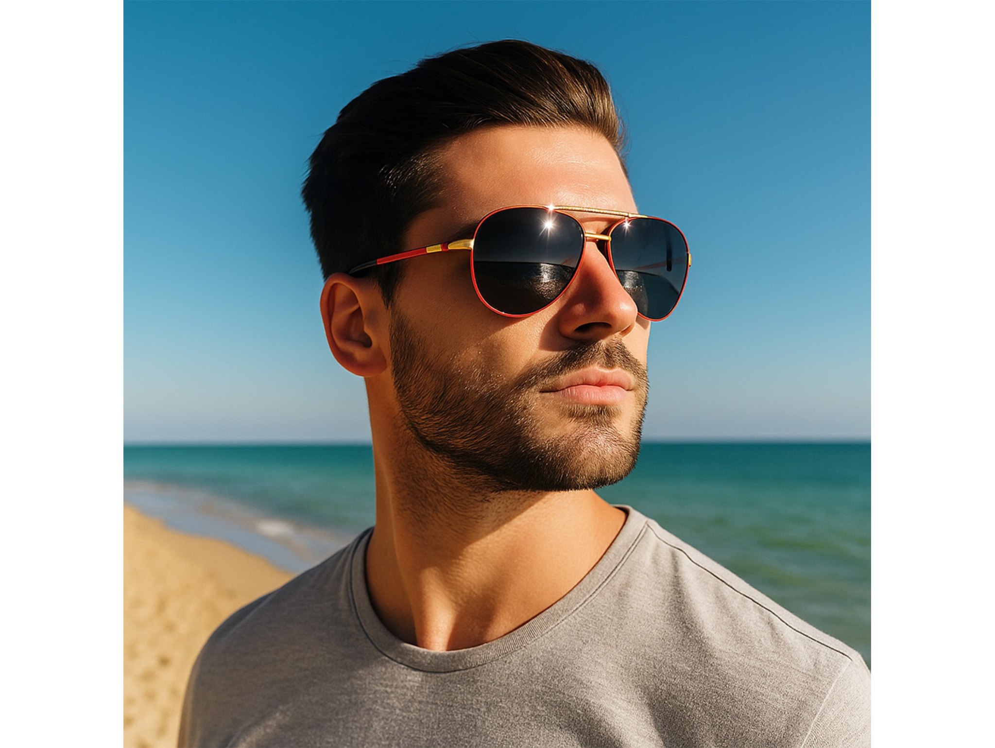 OKULARY PRZECIWSŁONECZNE MĘSKIE UV ETUI - czarny ze złotym