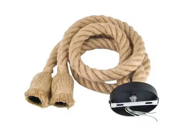 OPRAWA SUFITOWA PODWÓJNA SZNUR JUTOWY E27