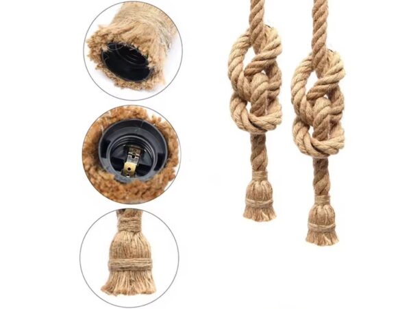 OPRAWA SUFITOWA PODWÓJNA SZNUR JUTOWY E27