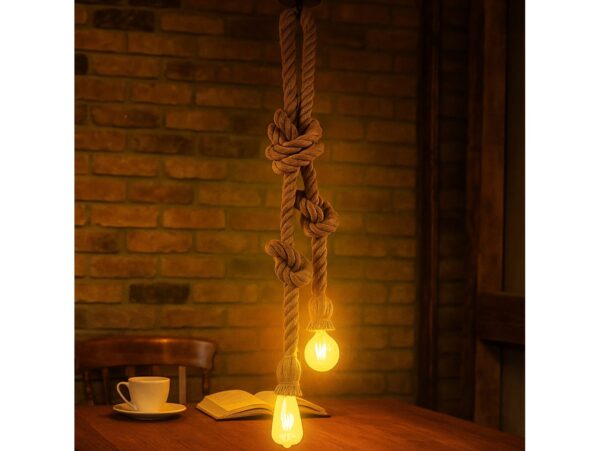 OPRAWA SUFITOWA PODWÓJNA SZNUR JUTOWY E27