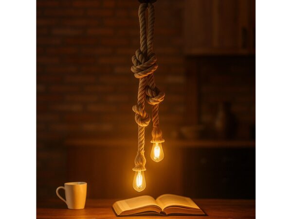 OPRAWA SUFITOWA PODWÓJNA SZNUR JUTOWY E27