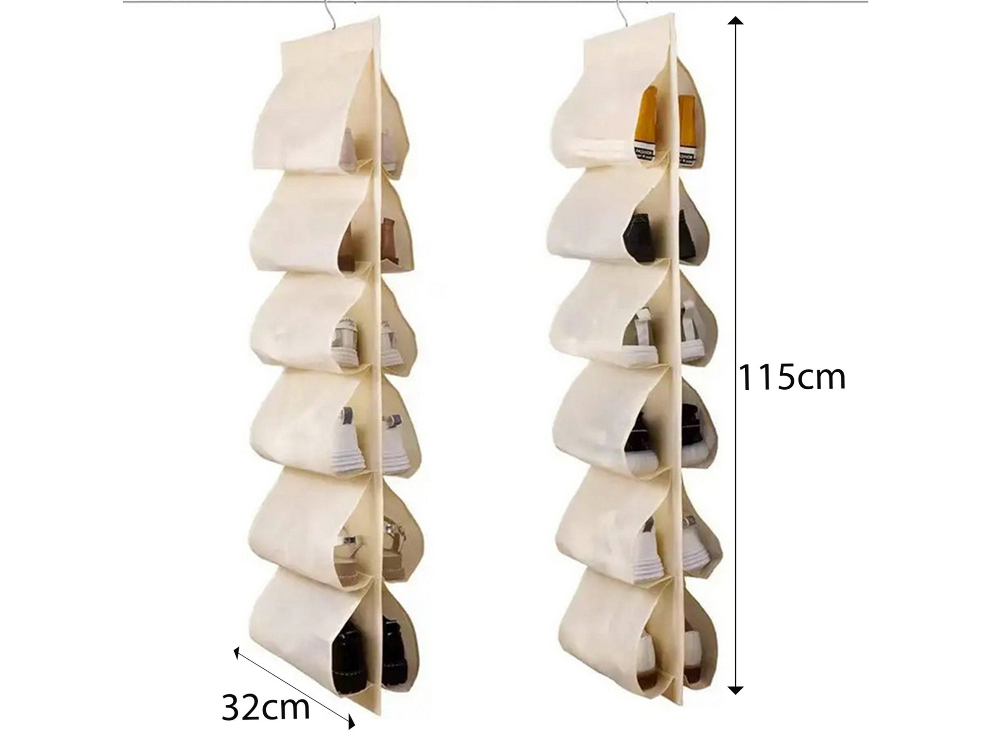 ORGANIZER NA BUTY DO SZAFY WISZĄCY - beżowy