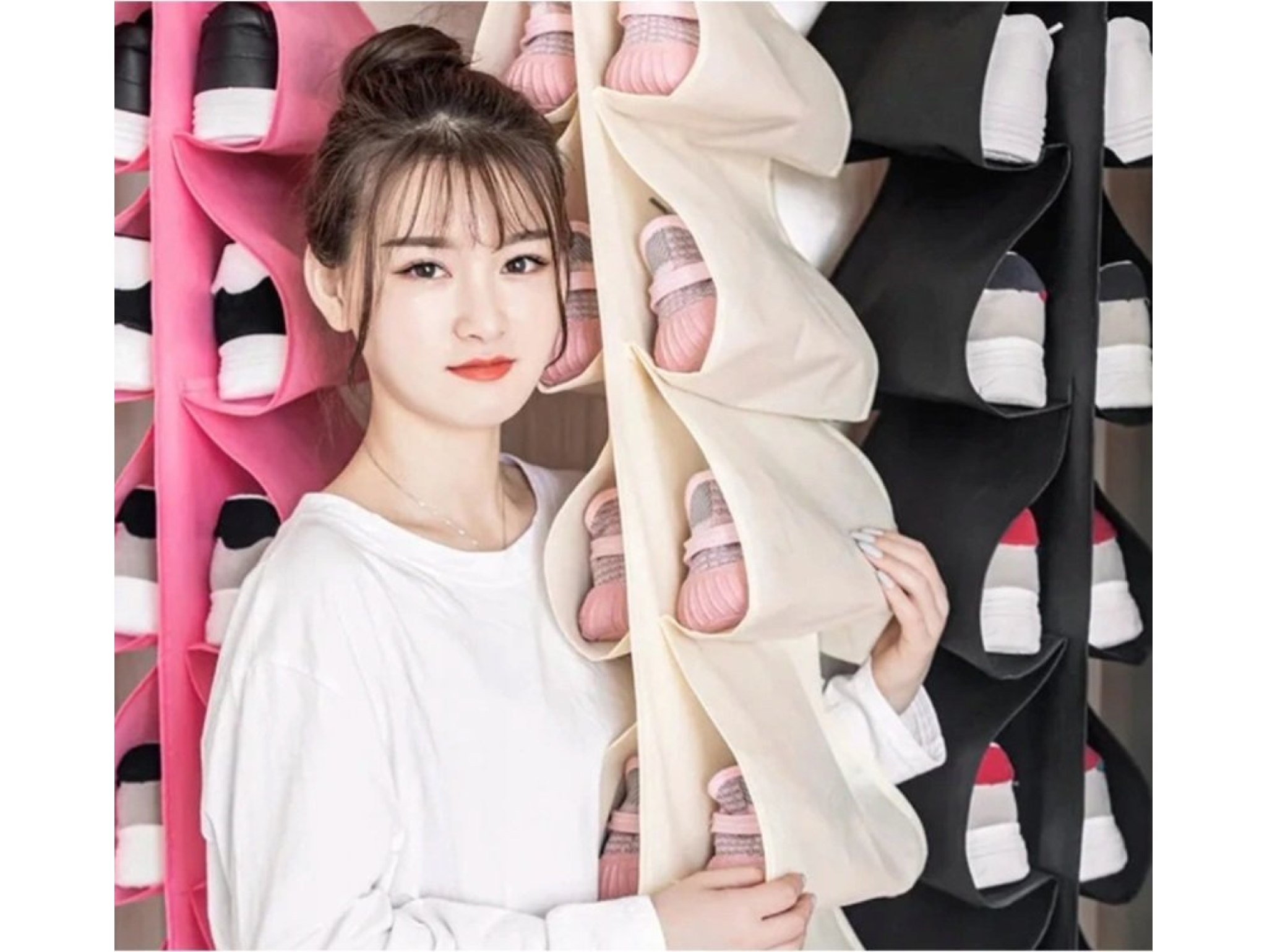 ORGANIZER NA BUTY DO SZAFY WISZĄCY - beżowy