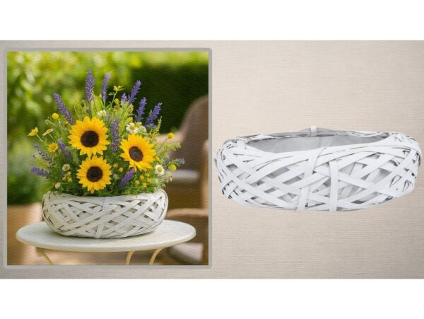 OSŁONKA DONICZKA RATTANOWA Z FOLIĄ 31x23x8cm