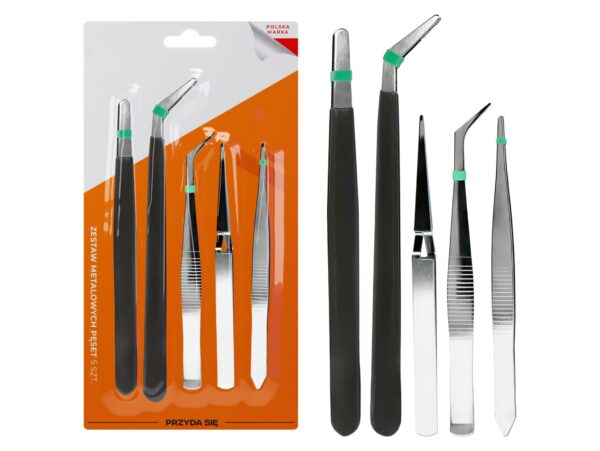 PĘSETY METALOWE ZESTAW 5SZT