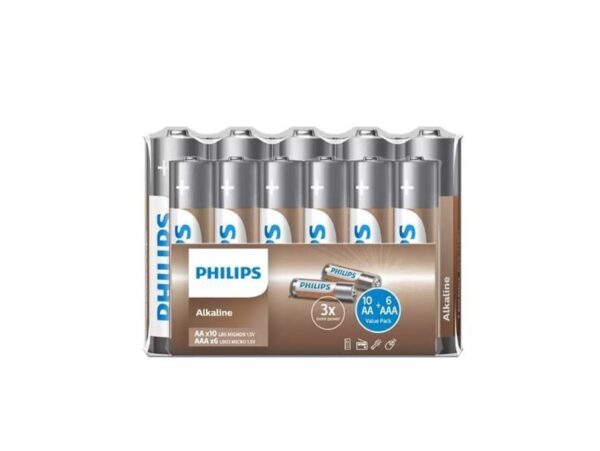 PHILIPS BATERIA ALKALICZNA 10xAA 6XAAA ZESTAW 16SZT