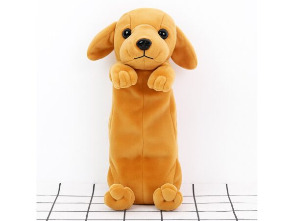 PIÓRNIK SZKOLNY MATERIAŁOWY PIES 24x14x8cm - brązowy