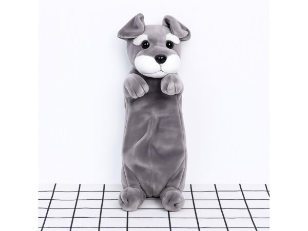 PIÓRNIK SZKOLNY MATERIAŁOWY PIES 24x14x8cm - szary