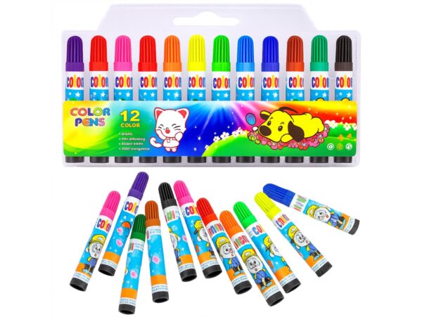 PISAKI MAZAKI FLAMASTRY 12 KOLORÓW JUMBO