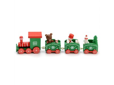 POCIĄG DREWNIANY DEKORACJA BOŻE NARODZENIE 24x8cm - zielony
