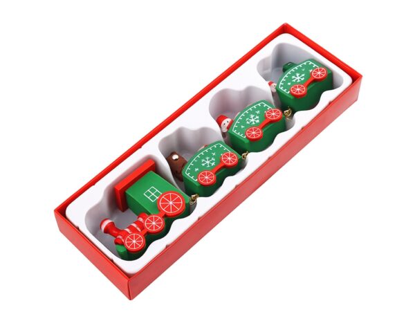POCIĄG DREWNIANY DEKORACJA BOŻE NARODZENIE 24x8cm - zielony