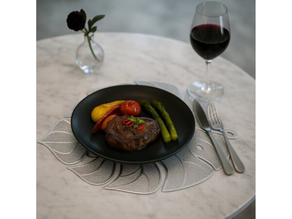 PODKŁADKA NA STÓŁ MATA LIŚĆ 45cm - srebrny