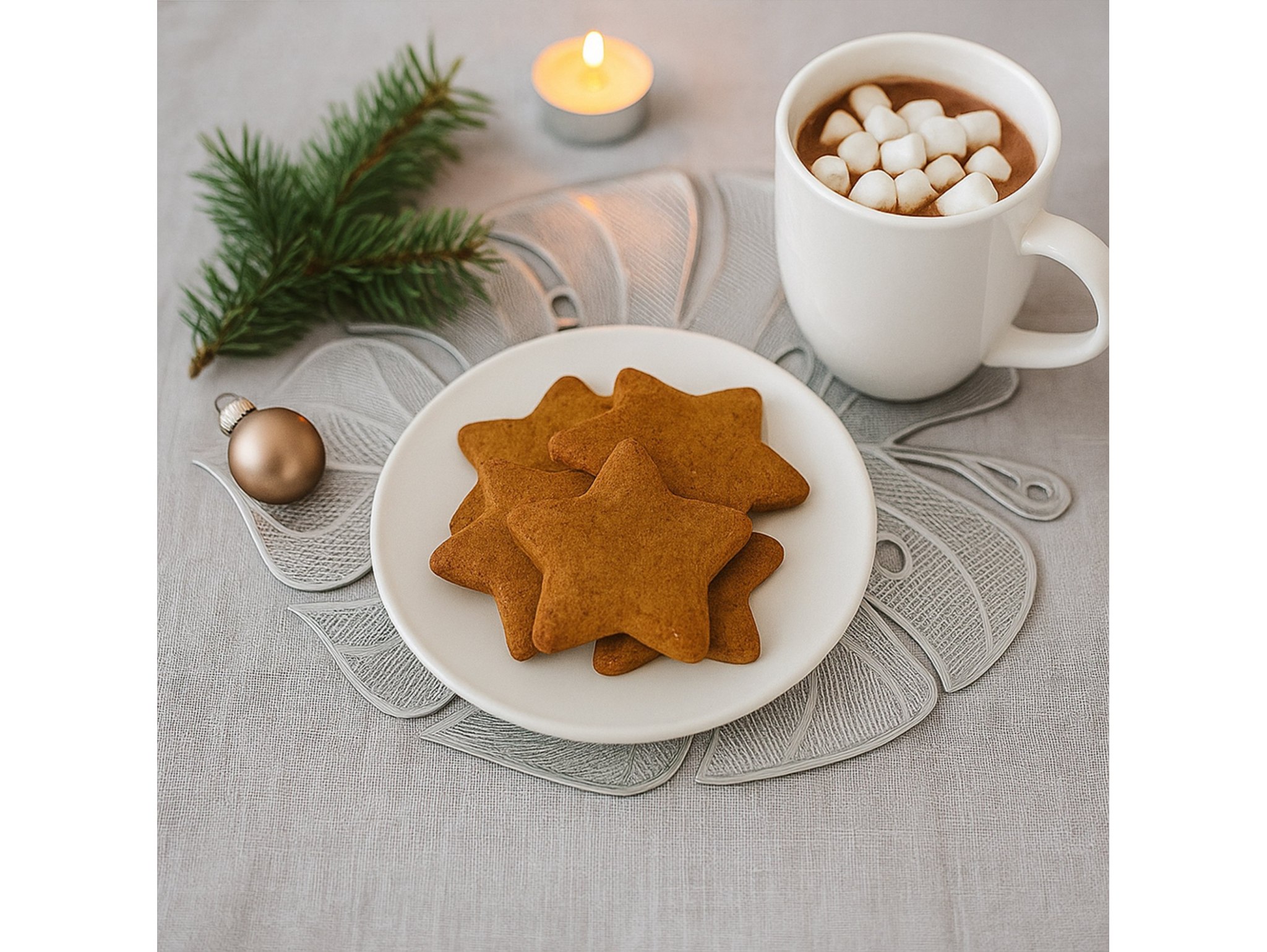 PODKŁADKA NA STÓŁ MATA LIŚĆ 45cm - srebrny