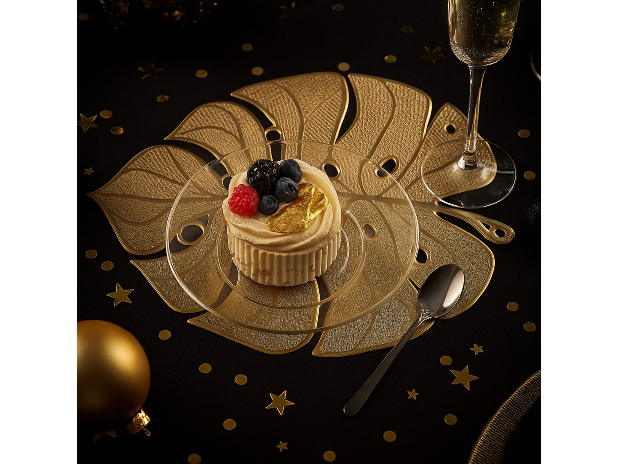 PODKŁADKA NA STÓŁ MATA LIŚĆ 45cm - złoty