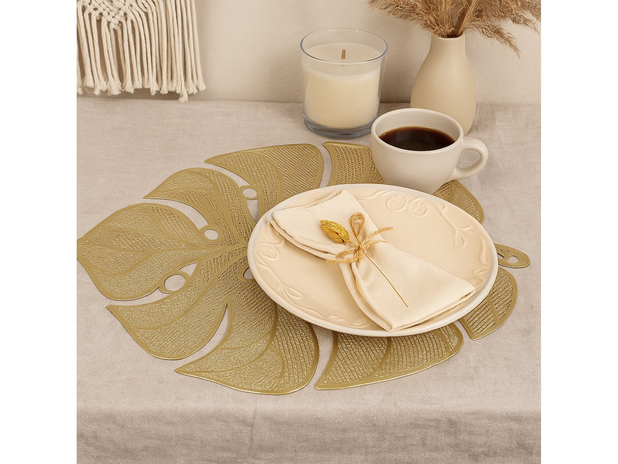 PODKŁADKA NA STÓŁ MATA LIŚĆ 45cm - złoty