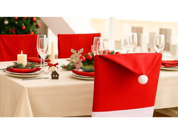 POKROWIEC NA KRZESŁO CZAPKA MIKOŁAJA - czerwony