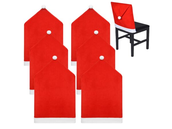 POKROWIEC NA KRZESŁO CZAPKA MIKOŁAJA - czerwony 6SZT