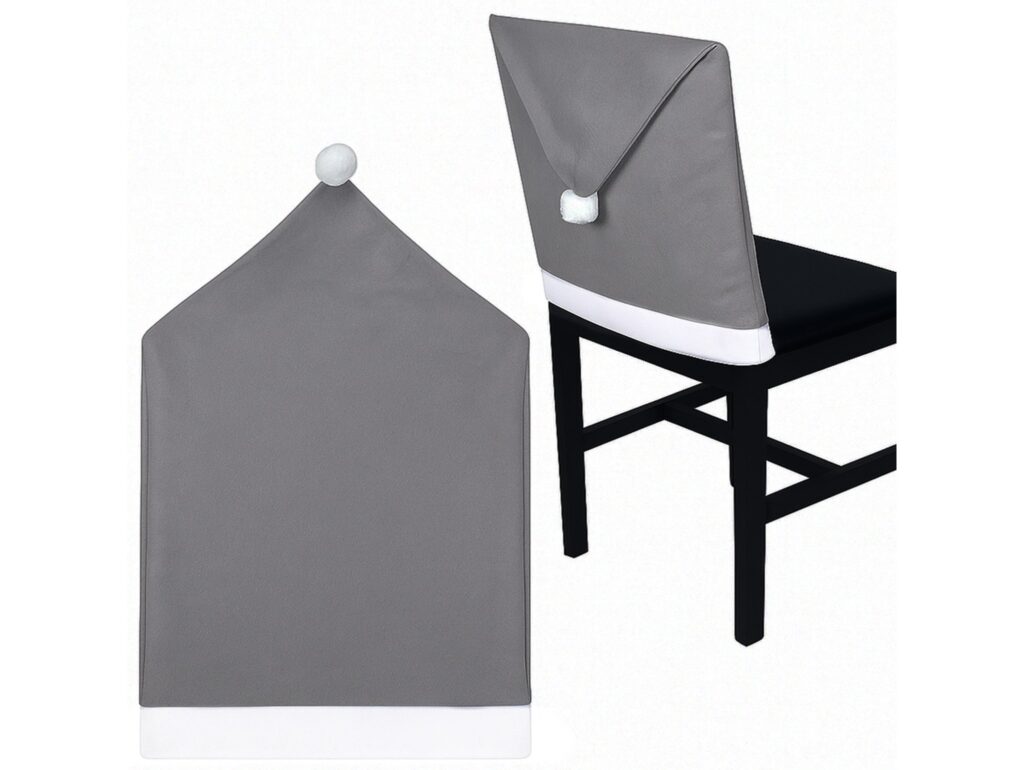 POKROWIEC NA KRZESŁO CZAPKA MIKOŁAJA - szary