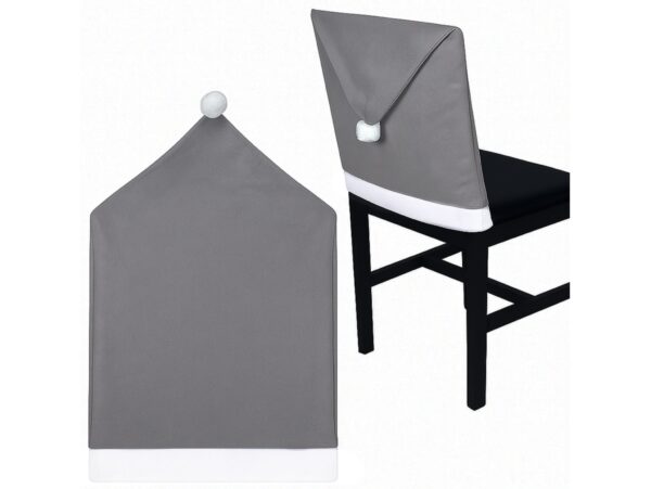 POKROWIEC NA KRZESŁO CZAPKA MIKOŁAJA - szary