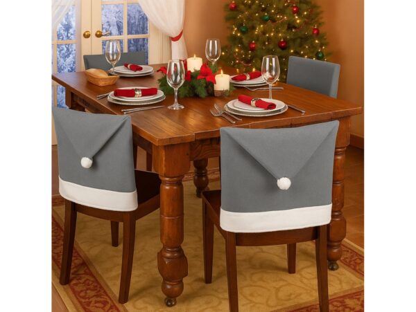 POKROWIEC NA KRZESŁO CZAPKA MIKOŁAJA - szary