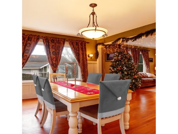 POKROWIEC NA KRZESŁO CZAPKA MIKOŁAJA - szary