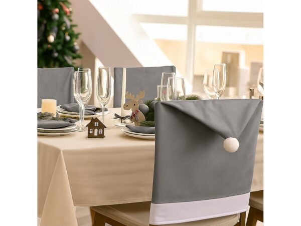 POKROWIEC NA KRZESŁO CZAPKA MIKOŁAJA - szary