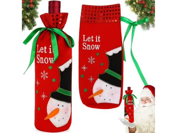 POKROWIEC UBRANKO NA BUTELKĘ ŚWIĄTECZNE - bałwan