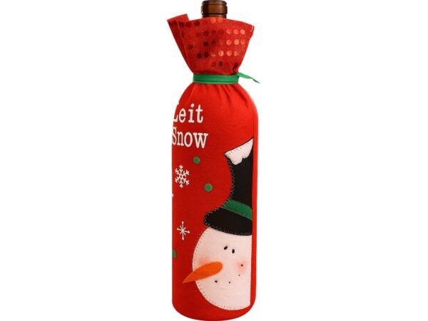 POKROWIEC UBRANKO NA BUTELKĘ ŚWIĄTECZNE - bałwan