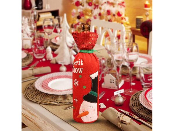 POKROWIEC UBRANKO NA BUTELKĘ ŚWIĄTECZNE - bałwan