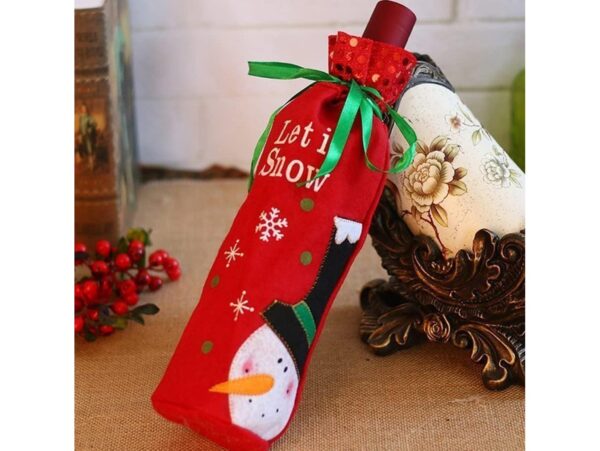 POKROWIEC UBRANKO NA BUTELKĘ ŚWIĄTECZNE - bałwan