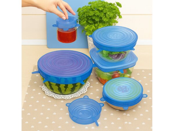 POKRYWKI SILIKONOWE 6SZT OKRĄGŁE - niebieski