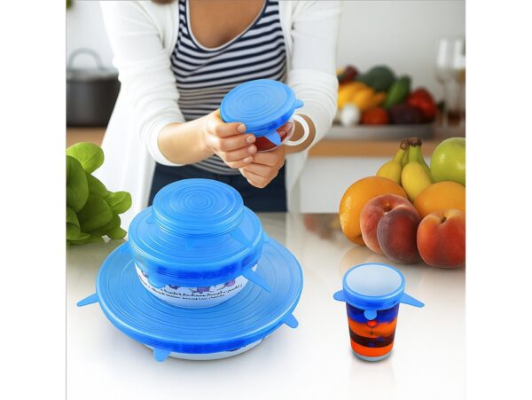 POKRYWKI SILIKONOWE 6SZT OKRĄGŁE - niebieski