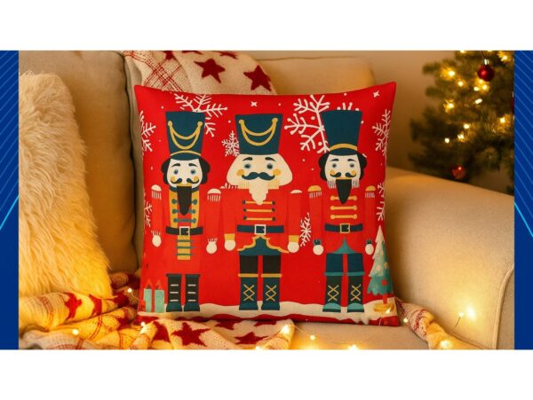 POSZEWKA DEKORACYJNA ŚWIĄTECZNA 40X40 - dziadki do orzechów