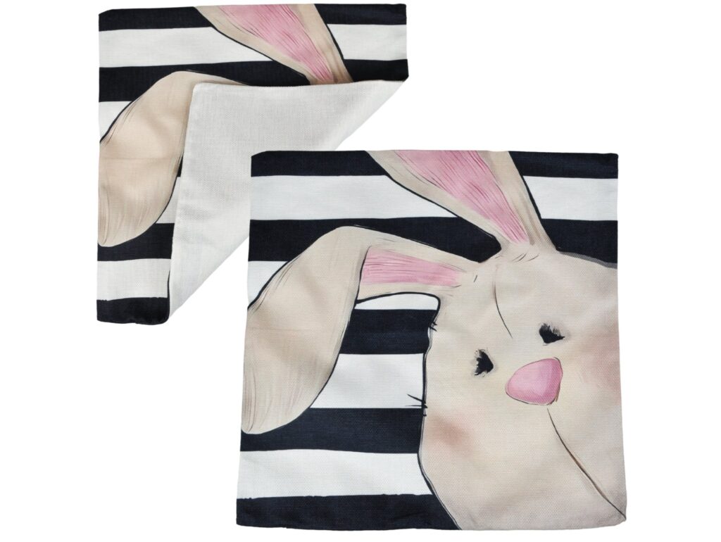 POSZEWKA NA PODUSZKĘ WIELKANOCNA 45x45 - zając biało-czarny