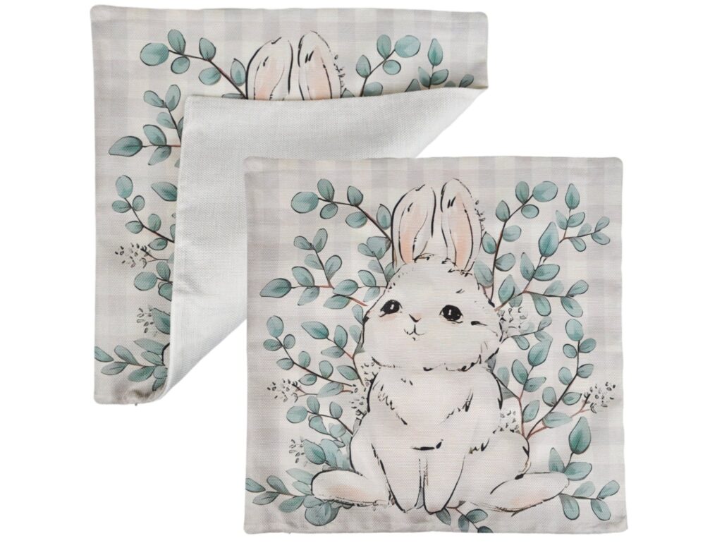 POSZEWKA NA PODUSZKĘ WIELKANOCNA 45x45 - zając oliwkowy