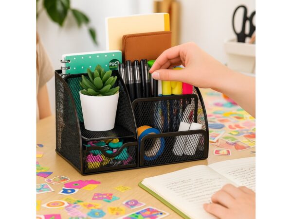 PRZYBORNIK NA BIURKO METALOWY