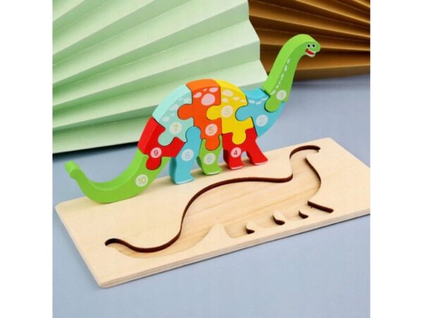 PUZZLE KLOCKI DREWNIANE EDUKACYJNE - dinozaur