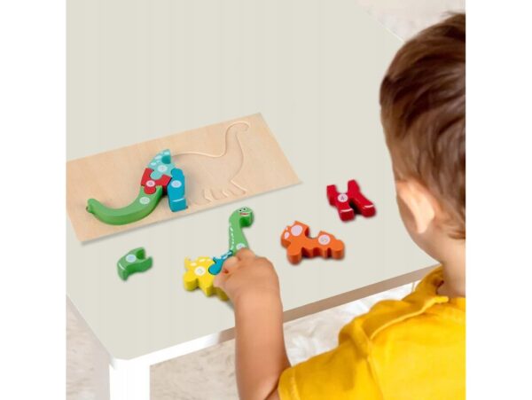 PUZZLE KLOCKI DREWNIANE EDUKACYJNE - dinozaur