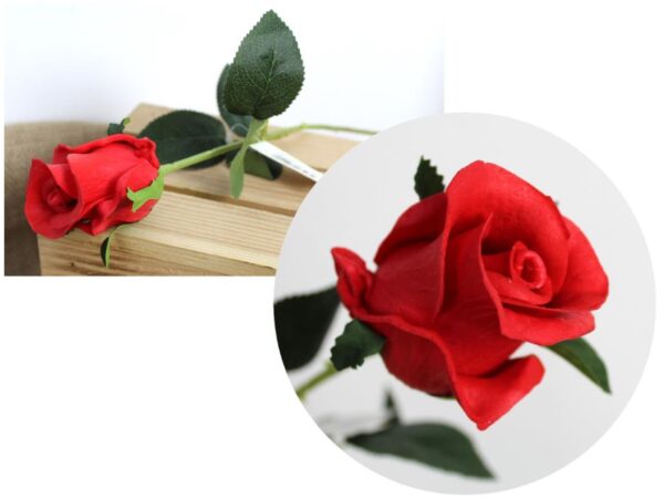 RÓŻA SZTUCZNA POJEDYNCZA REAL TOUCH 40CM (kwiat 6x5,5 cm) - czerwony