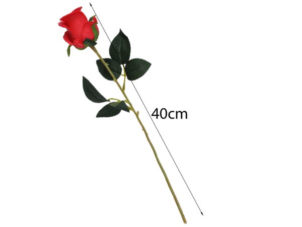 RÓŻA SZTUCZNA POJEDYNCZA REAL TOUCH 40CM (kwiat 6x5,5 cm) - czerwony