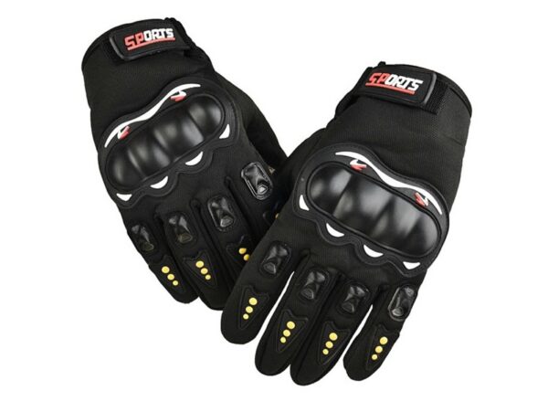 RĘKAWICE MOTOCYKLOWE - L - czarny z żółtymi kropkami