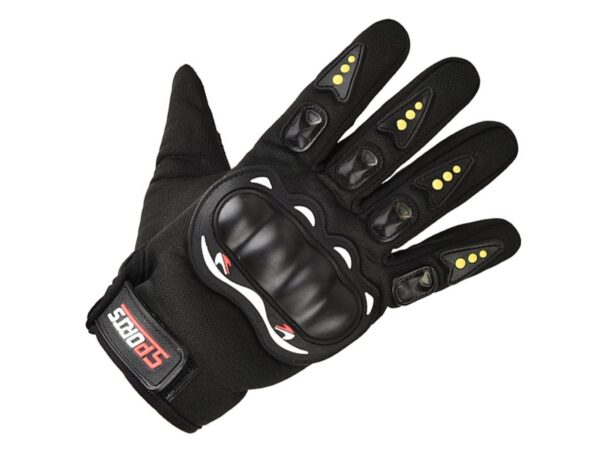 RĘKAWICE MOTOCYKLOWE - L - czarny z żółtymi kropkami