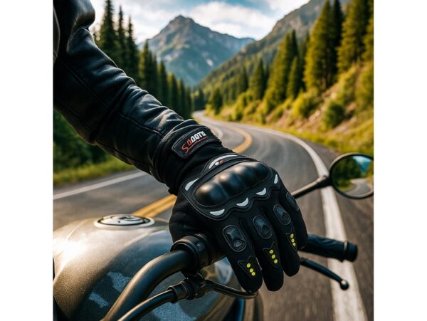 RĘKAWICE MOTOCYKLOWE - L - czarny z żółtymi kropkami