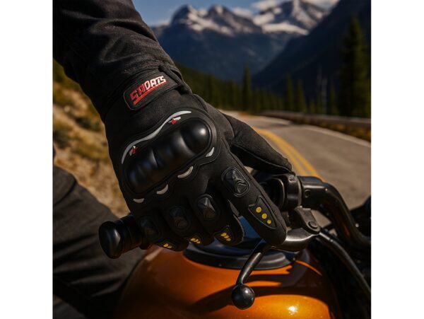 RĘKAWICE MOTOCYKLOWE - L - czarny z żółtymi kropkami