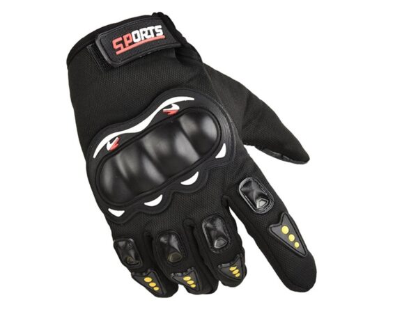 RĘKAWICE MOTOCYKLOWE - L - czarny z żółtymi kropkami