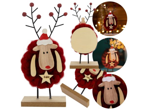 RENIFER DREWNIANY FIGURKA DEKORACYJNA 18CM