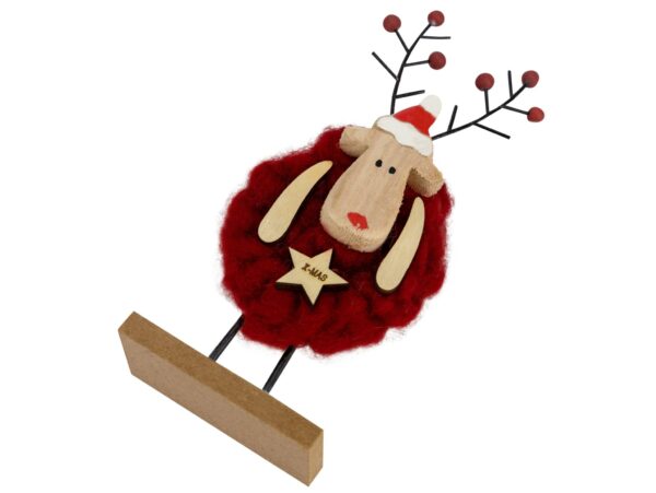 RENIFER DREWNIANY FIGURKA DEKORACYJNA 18CM